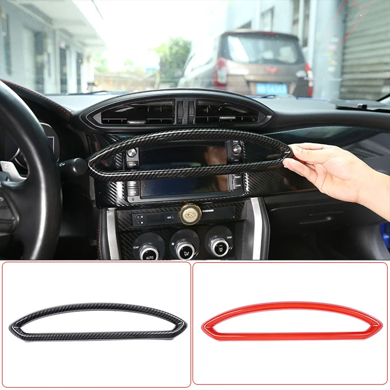 

For Toyota 86/Subaru BRZ 2012-20 ABS Carbon Fiber/Red Center Console Air Conditioning Outlet Frame Trim Strip Car Accessories