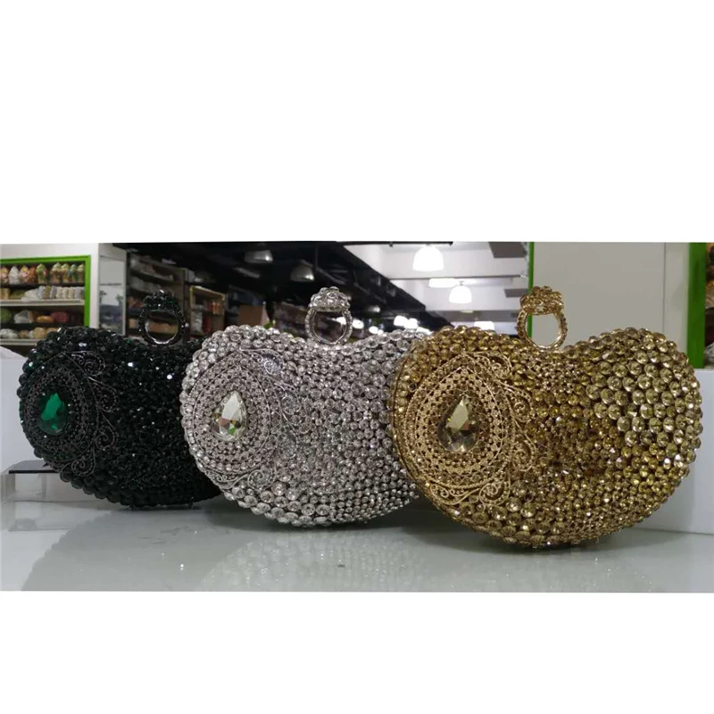 

Silver Luxury Diamond Clutch Bag Champagne Semicircle Evening Bag Chain Day Clutch Purse Pochette Female Bag