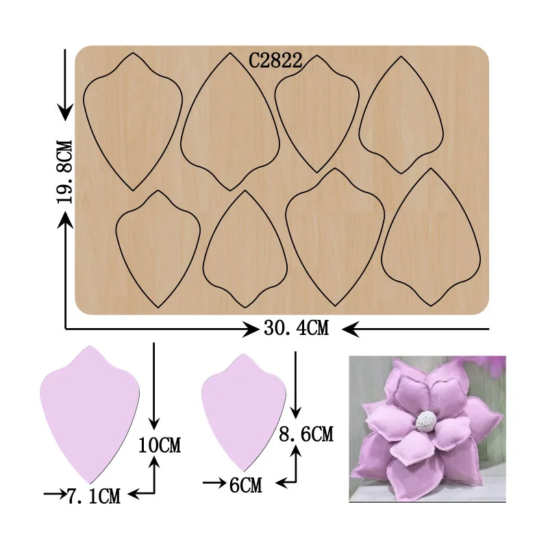 Flowers Wooden Die for Scrapbooking, Cutting Dies, Multiple Sizes, Compatible with Most Die Cutting Machines, C2822, New