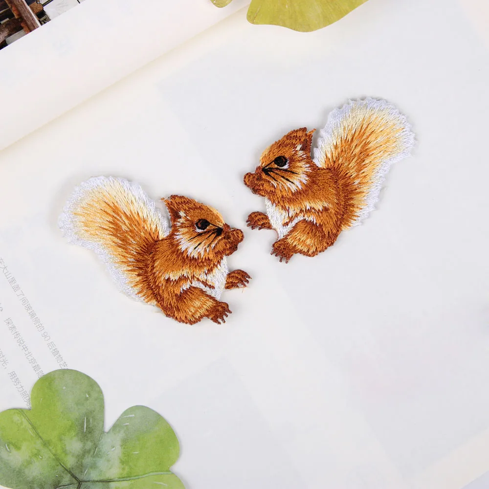 1 Pair Squirrel Embroidery Animal Patches For Clothing Parches Ropa