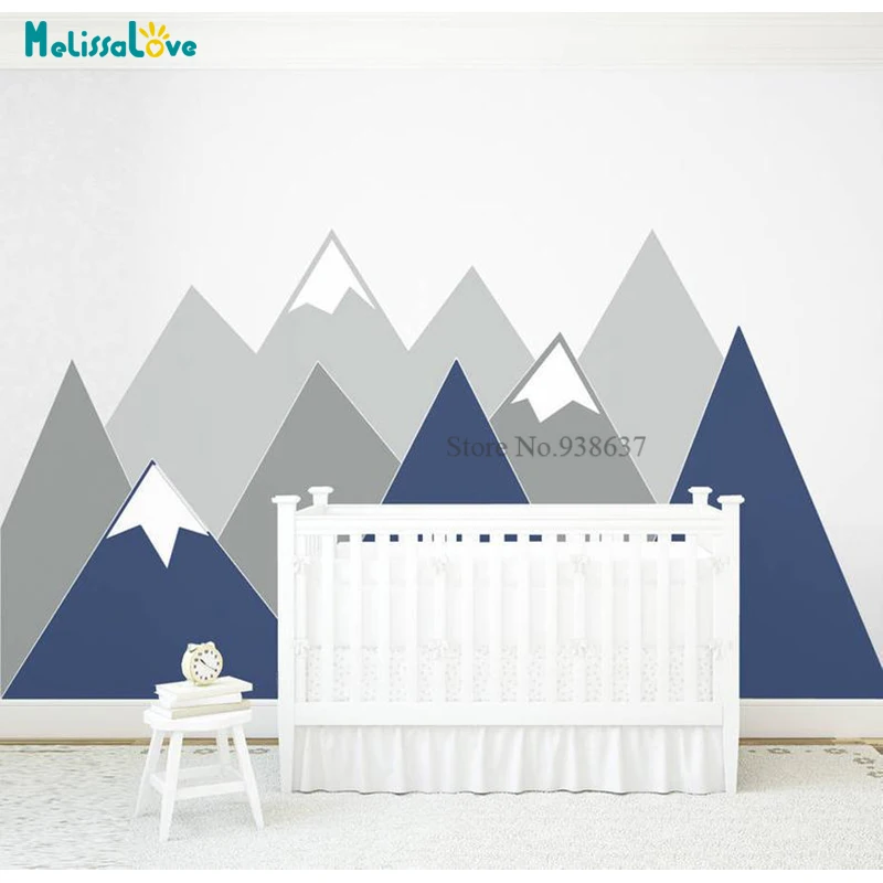 Customized Personalized Nursery Baby Room Decals Woodland Mountains Corner Pattern Decor Removable Vinyl Wall Sticker BB851