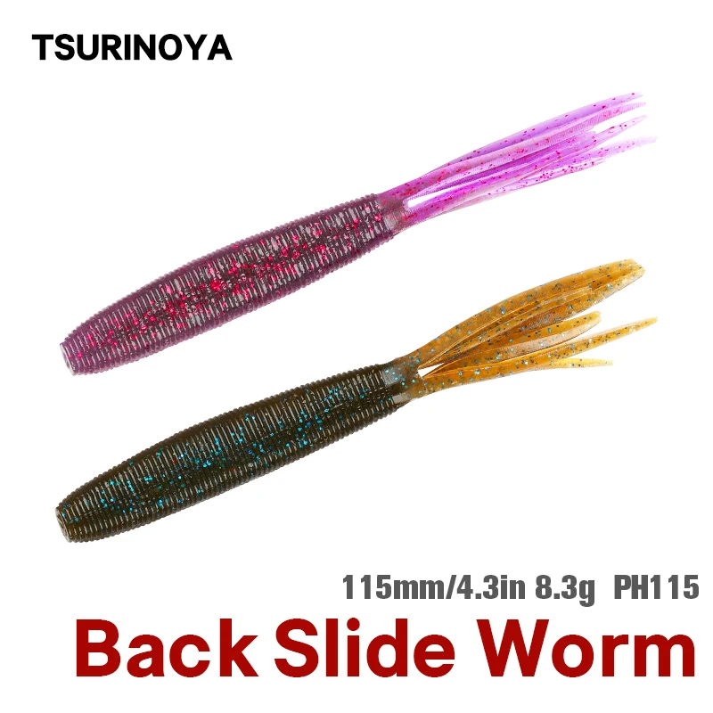 TSURINOYA No Sinker Backslide Stick Worm Soft Fishing Lure PHANTOM 11.5cm 8.3g Bass Pike No Sinker Rig Artificial Soft Bait