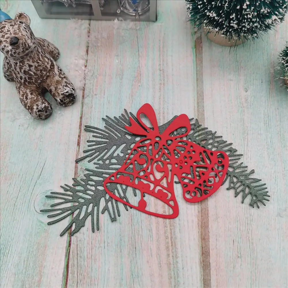 Christmas Pine branches Bells metal cutting die scrapbook Embossing die cutting manual album card cover materials DIY handmade