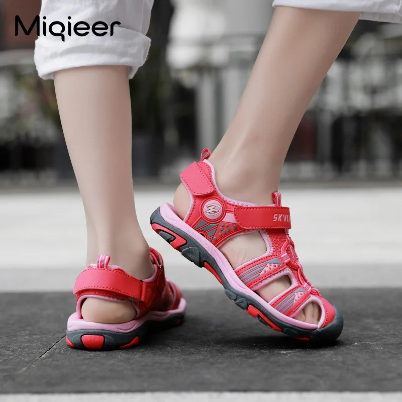 Miqieer Brand Summer Sandals for Boys Girls Closed Toe Casual Shoes Children Beach Footwear Non-slip Designer Student Sandals