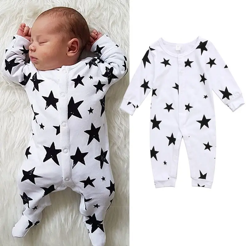 Newborn Kids Baby Girl Boy Cotton Warm Baby Clothes Cartoon Bodysuit Romper Jumpsuit Outfits Star Infant roupa menina