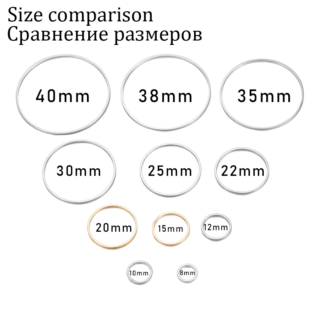 20-50Pcs Runde Durchmesser 8-55mm Hoops Ohrring Drähte Anschlüsse Geschlossene Ringe Für DIY Anhänger Schmuck Machen liefert Zubehör – Detail 4