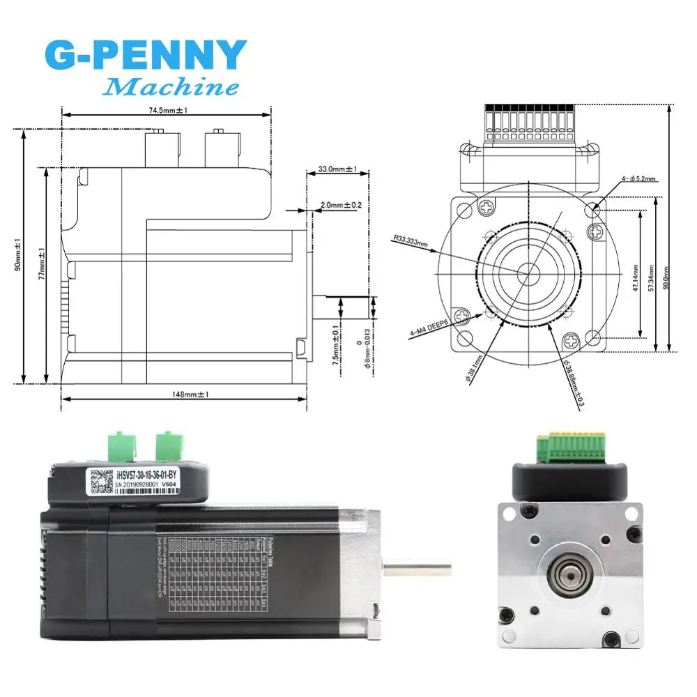 JMC 3000rpm 180w Integrated Servo Motor With Driver 0.60Nm 6.0A Mini Servo Motor & Driver iHSV57-30-18-36