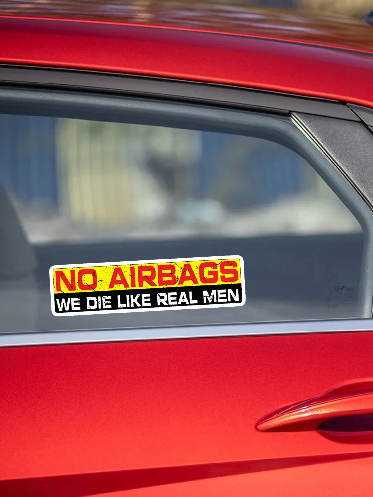 CK21826# 2 Pieces/Pack PVC Decal NO AIRBAGS WE DIE LIKE REAL MEN Car Sticker Waterproof Auto Decors on Bumper Rear Window