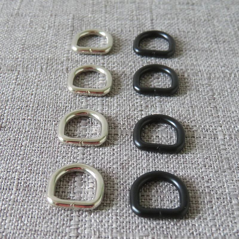 100pcs Wholesale Inside 10mm 12mm Metal D Ring Buckle For Dog Cat Collar Bag Straps Belt Loop Clasp Hat Sewing DIY Accessories