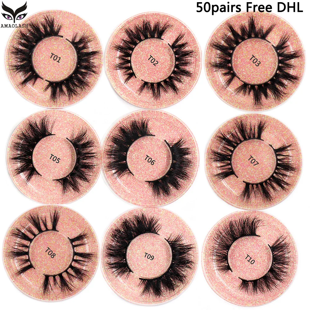 

Wholsale 50 Pairs/Lot Eyelashes 3D Mink Lashes Handmade Dramatic Eyeashes Cruelty free Reusable Lashes Cross Eye Lashes DHL Free