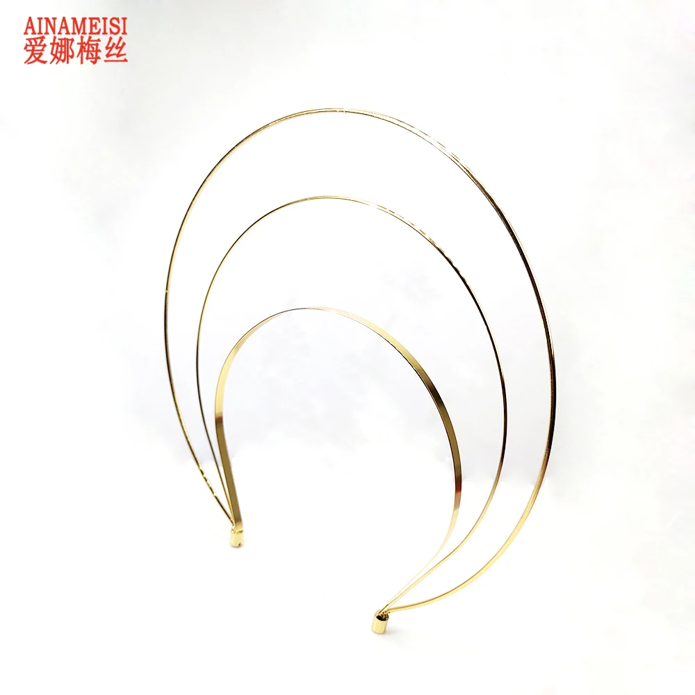 AINAMEISI Unique Design Bridal Tiara Crowns Multi-layer metal Headbands  For Women Rose Gold Wedding Hair Jewelry Accessories