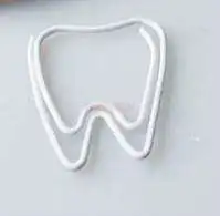 Branco Rachado Tooth Paper Clip, Mini Clipe De Papel, Deficiente De Cálcio, Bone Paper Clip, 12pcs