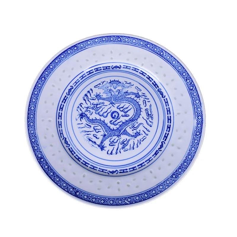 6-10 inch Jingdezhen Retro Blue and White Porcelain Dragon Dinner Plates Ceramics Dish Steak Plate Food Holder Kitchen Tableware