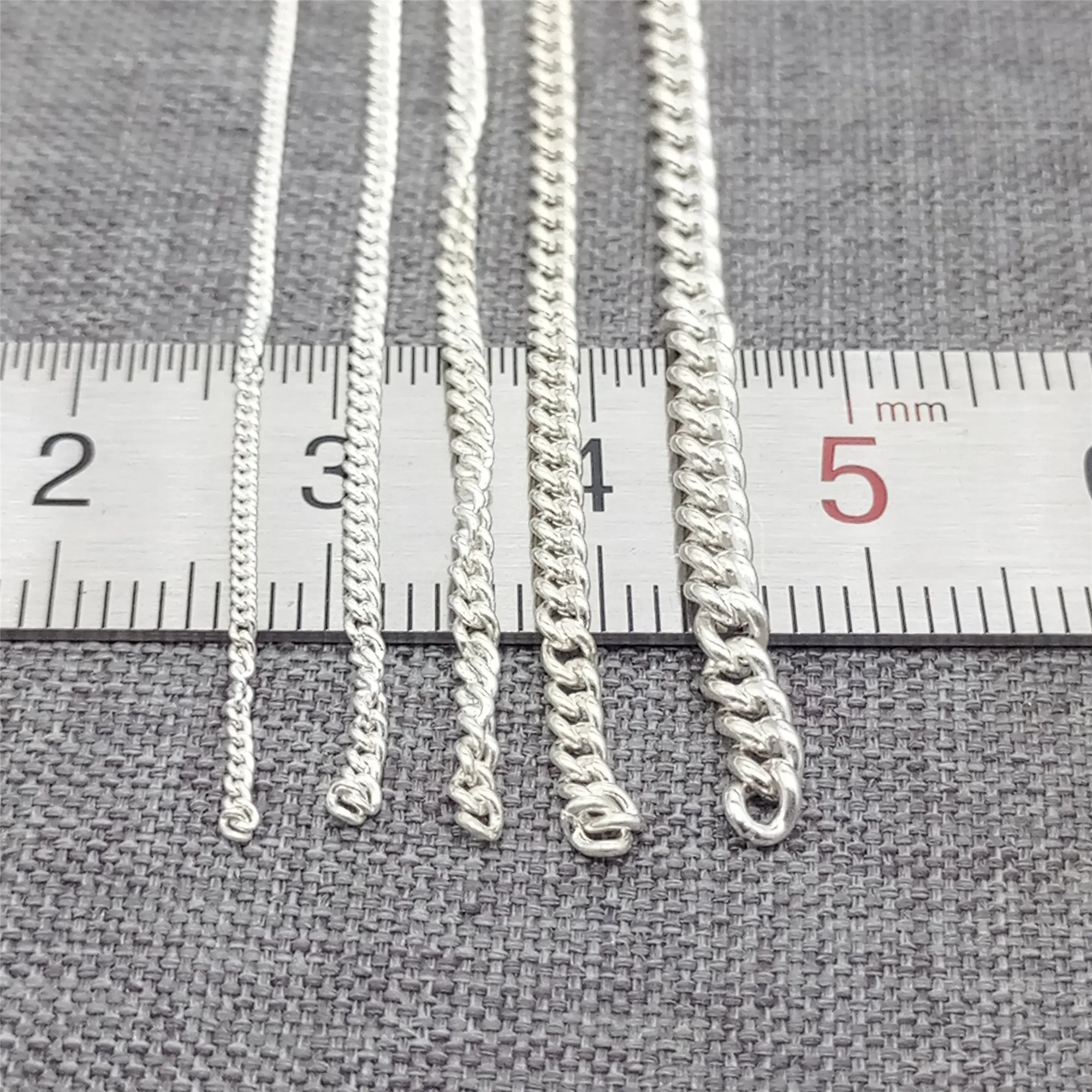 925 Sterling Silver Unfinished Curb Necklace Chain 1mm 1.2mm 1.7mm 2mm 2.5mm Footage 3.28 feet