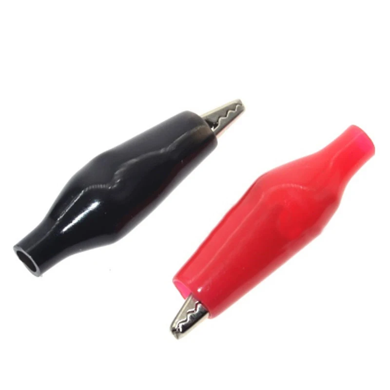 Pince crocodile en métal G98, pince électrique, sonde de test, compteur, noir, rouge, botte en plastique, batterie automatique de voiture, 20 pièces, 12,28mm