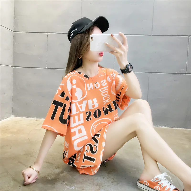 2020 new female t shirt short sleeve summer loose mid-length ins tide student clothes Harajuku woman t shirt NS4520