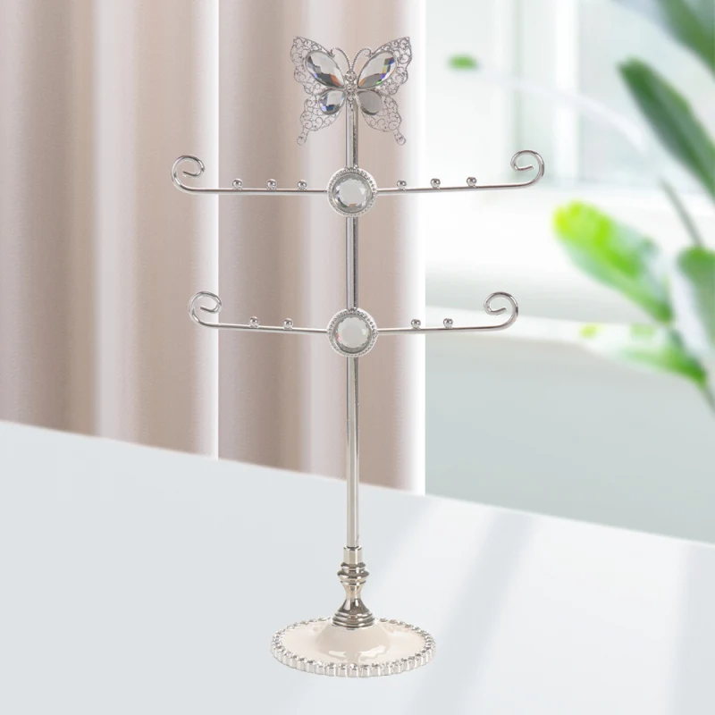 LASODY Butterfly Jewelry Display Necklace Earring Organizer Holder Stand Bracelet Rings Rack Tower Decoration Tabletop