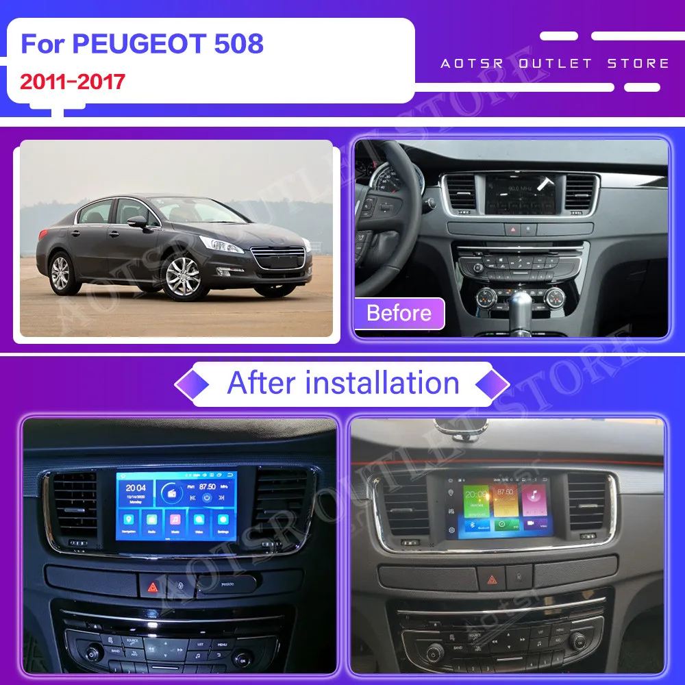 For PEUGEOT 508 2011 2012 2013 2014 2015 2016 2017 Car Multimedia Radio Player Stereo Android Auto Audio GPS Navi Head Unit PX6