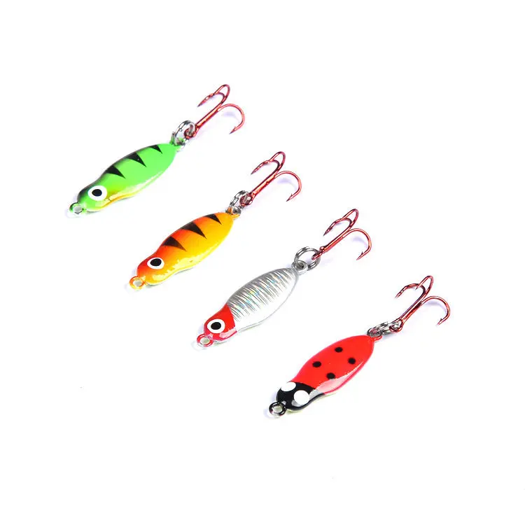 DNDYUJU 4/6pcs Fishing Lures 5cm/6g Fake Bait 4 Color Mini lead Metal Hard Bait Artificial Plastic Winter Fishing Hook