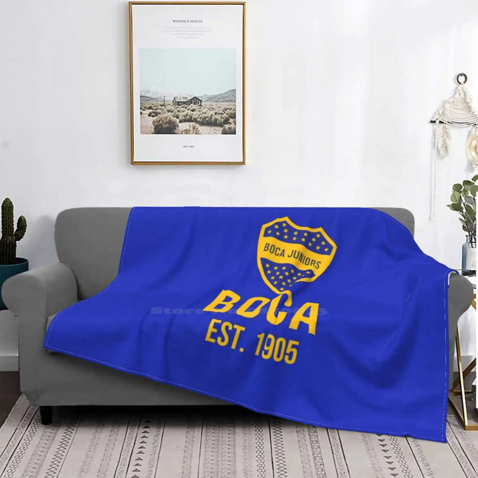 Hot Sale Printing High Qiality Flannel Blanket Cabj La Bombonera Azul Y Oro Xeneizes Ca Argentina Argentinian Football Soccer