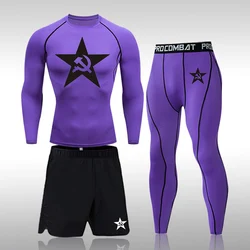 Men's Track Suit Men Running Fitness Sports Tights Jogging Boxing Fighting Training Compression Sport Suit Basketball Sportswear