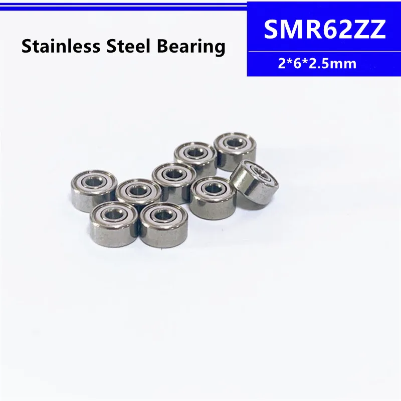 

50/100/500pcs SMR62ZZ 2*6*2.5mm stainless steel miniature deep groove ball bearing 2x6x2.5mm SMR62 SMR62Z