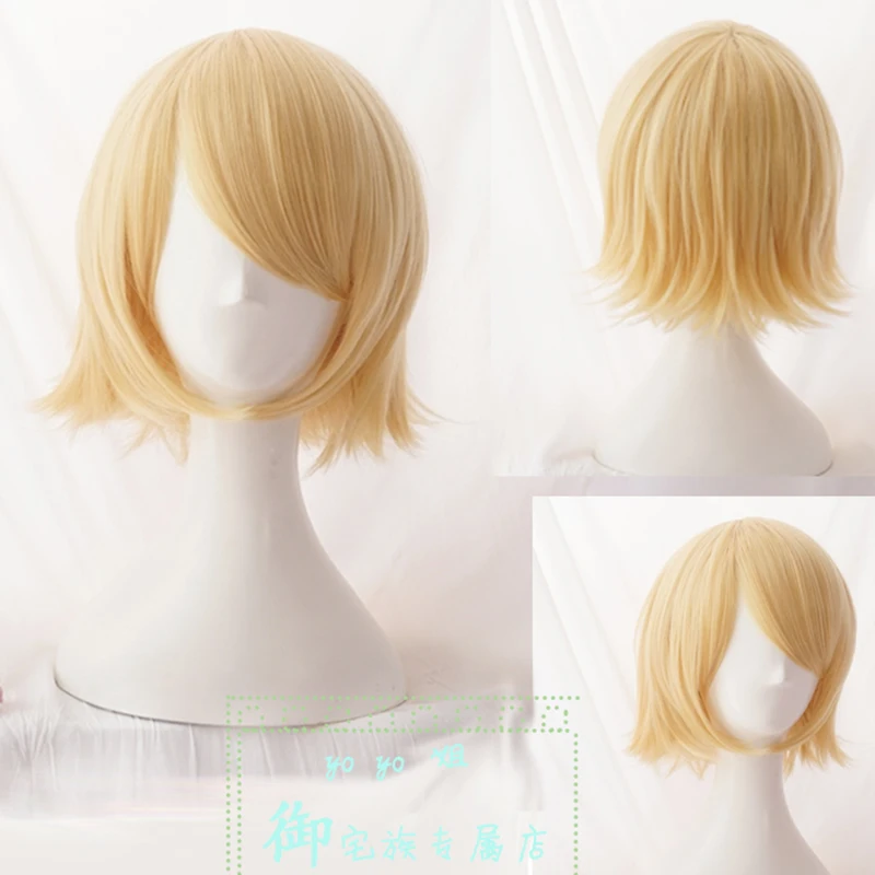 Rin / Len Short Golden Heat Resistant Synthetic Hair Cosplay Costume Wig + Track Code + Free Wig Cap