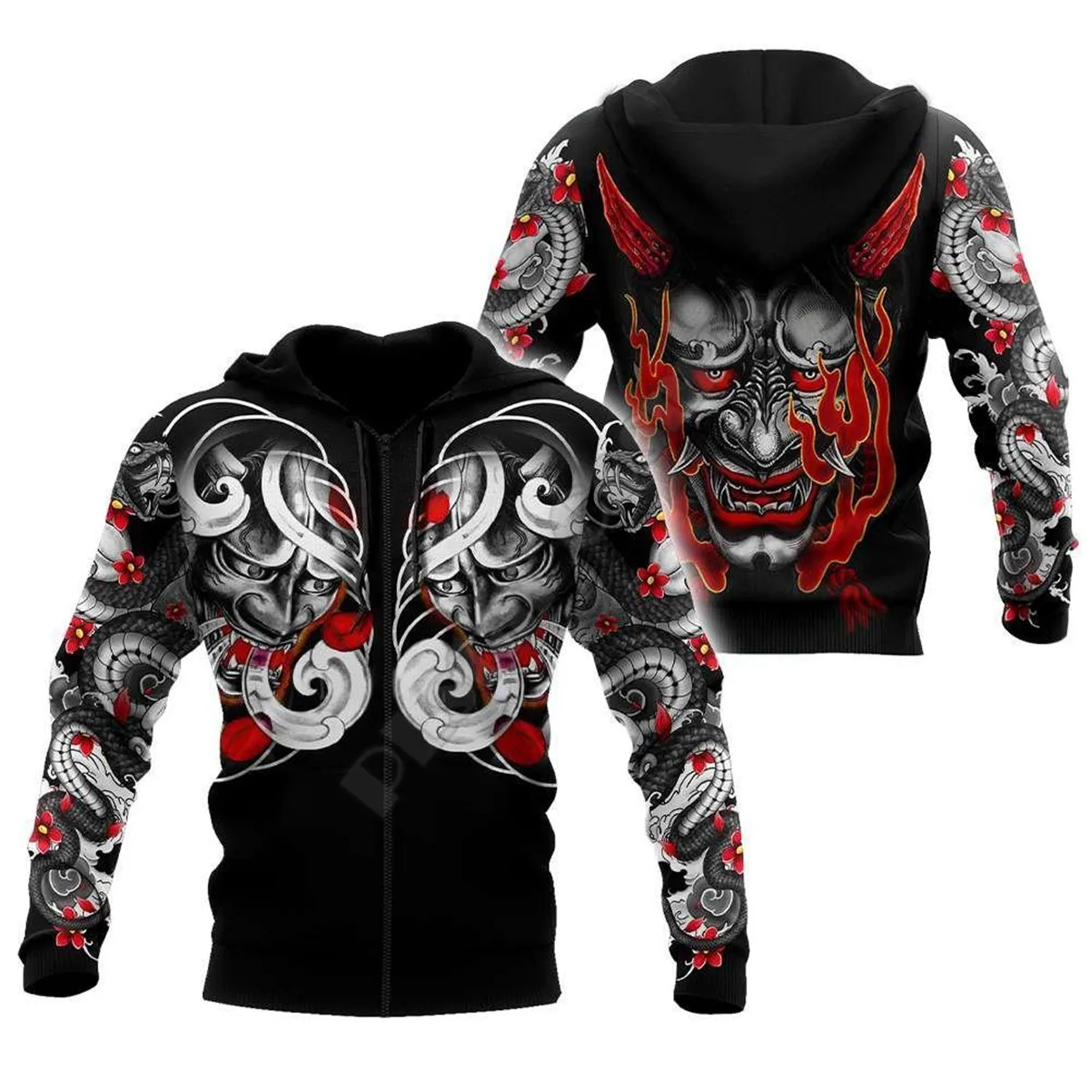 Japan Mask Tattoo 3D All Over Printed Hoodies zipper hoodie women For men Halloween Pullover streetwear 05