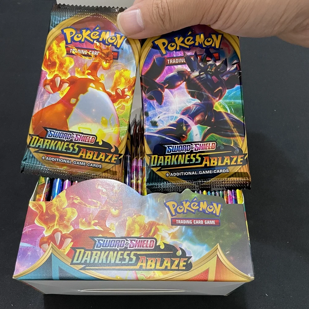 Juego de cartas coleccionables de Pokémon, juego de cartas coleccionables, Darkness Ablaze, Sword & Shield, serie TCG, caja de refuerzo, 36 bolsas,