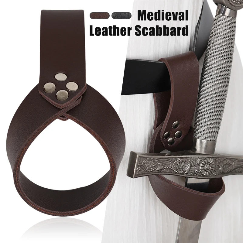 

Halloween Medieval Warrior Knight Viking Celtic Sabre Sword Sheath PU Leather Scabbard Rapier Ring Cosplay Scabbard Accessory