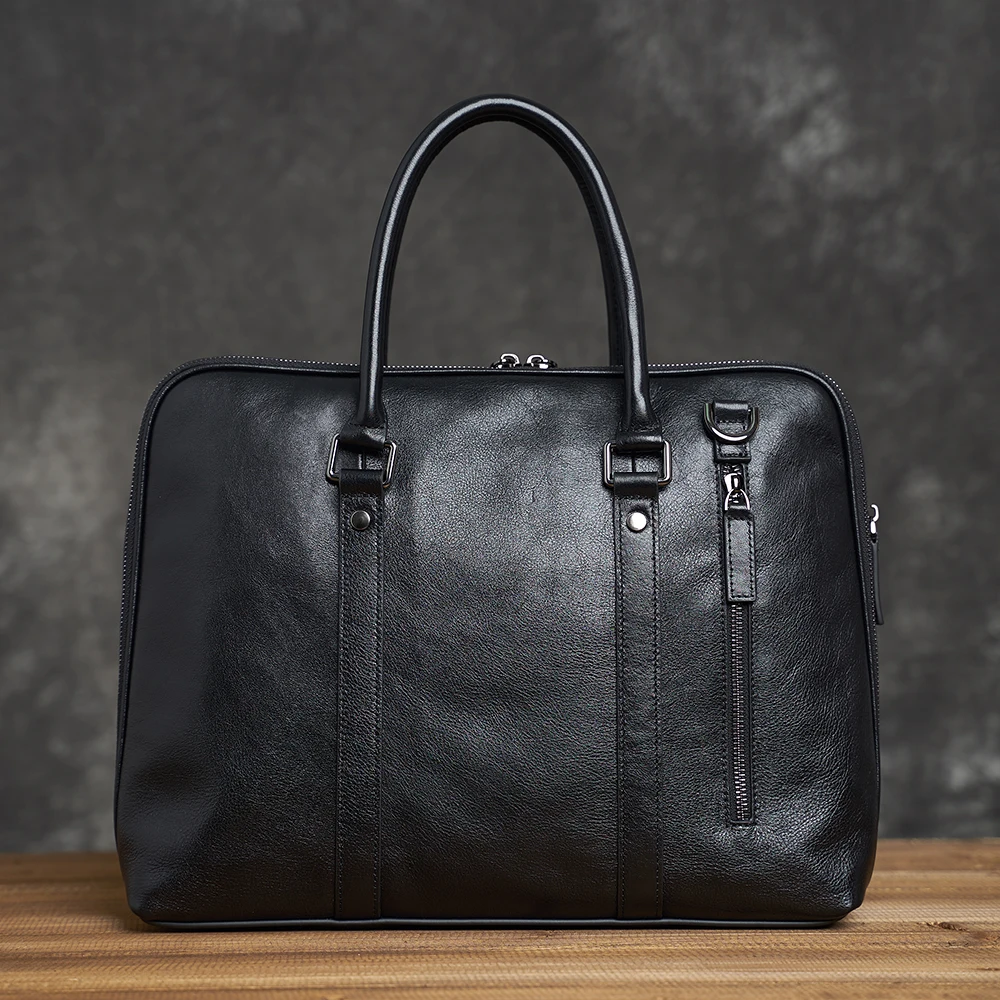 ZRCX Genuine Leather Briefcase Men Bag Business Handbag Male Laptop Shoulder Bags Tote Natural Skin Men Briefcase