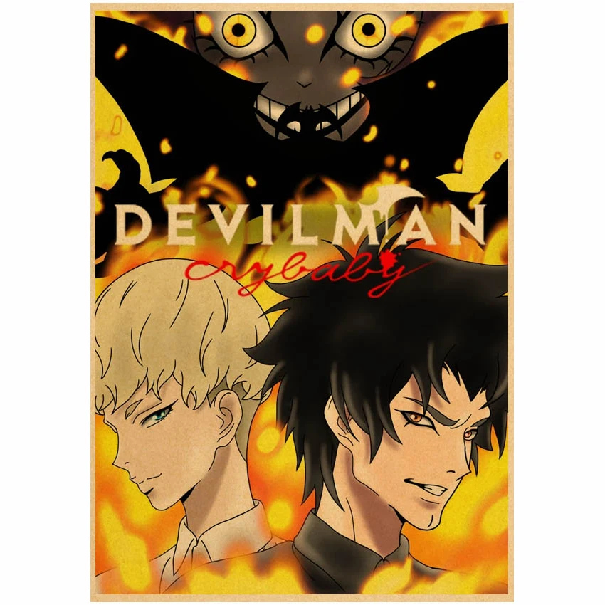 Anime Devilman Crybaby Poster Kraft Paper Prints Posters Wall Art Painting For Home Living Room Bar Decor Cartoon Wall Stickers