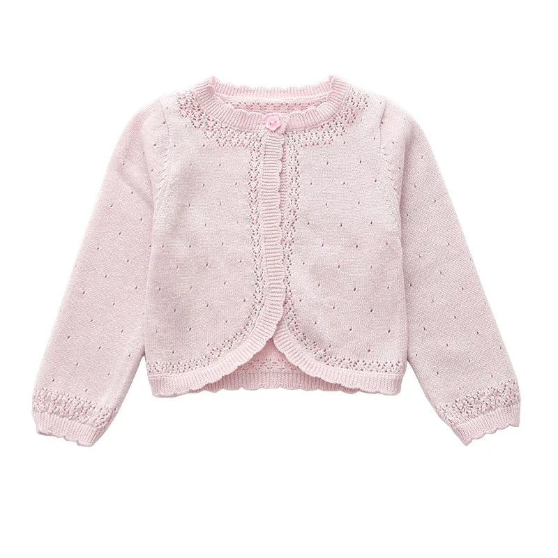 Long Sleeve Children Girls Cardigan Sweater Pink 100% Cotton Girls Coat 1 2 3 4 6 8 10 11 Years Old Kids Clothes 175023