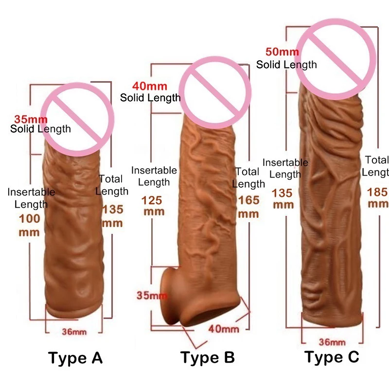 Safe and soft Liquid Silicone Reusable Penis Sleeve Dick Extender Condom Realistic Male Cock Dildo Enlargement Condoms For Man