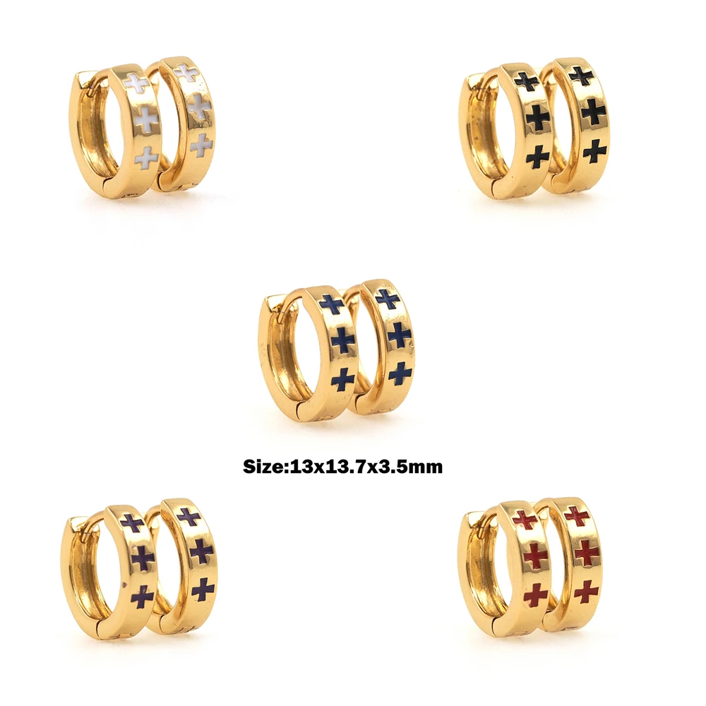

Women's Gold Hoop Earrings, Large Cross-Ring Enamel, Women's Fashion Jewelry, Earrings, Hoop Ring, Jewelry, Wearing Gifts