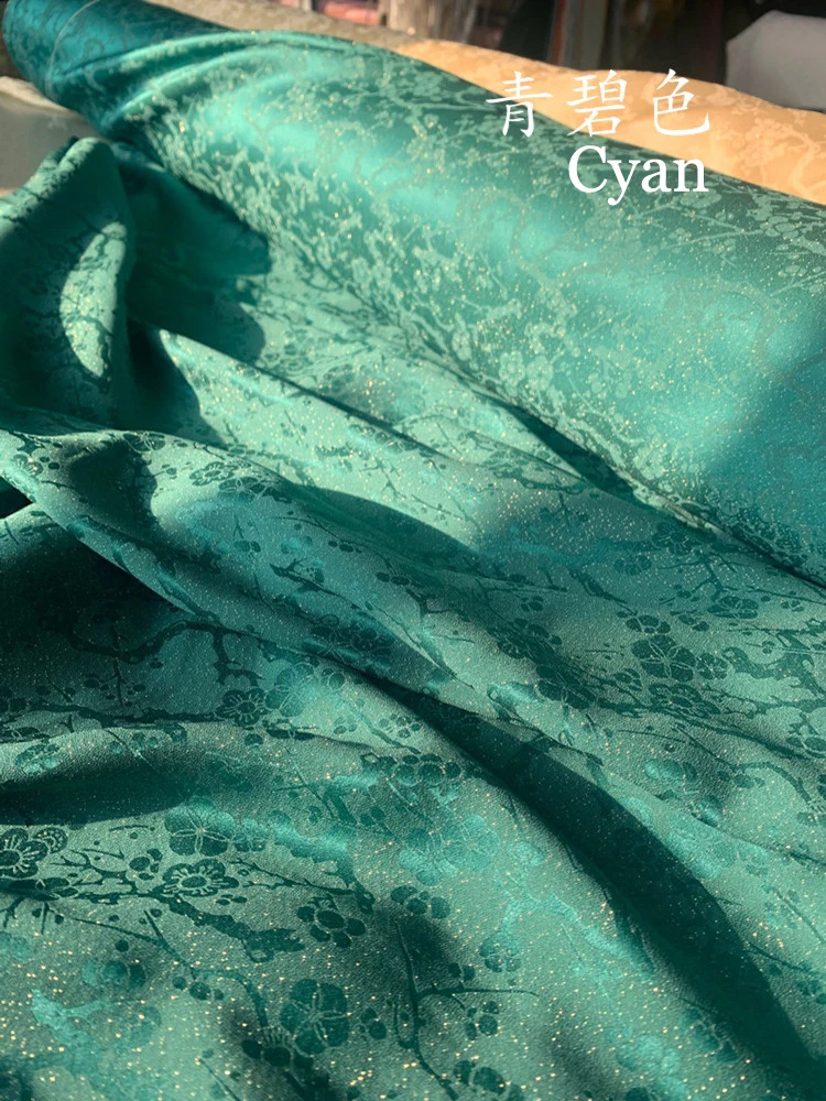 Silk Cotton Dress Material Ethnic Plum Floral Brocade Silk Fabric Heavy Crepe 100cm*114cm