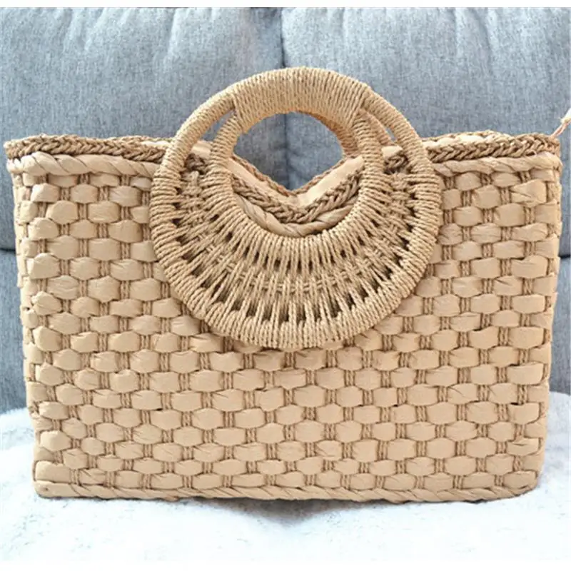 44cm Women\'s Summer  Paper Woven Bag Summer Handbag Beach Bag a6223