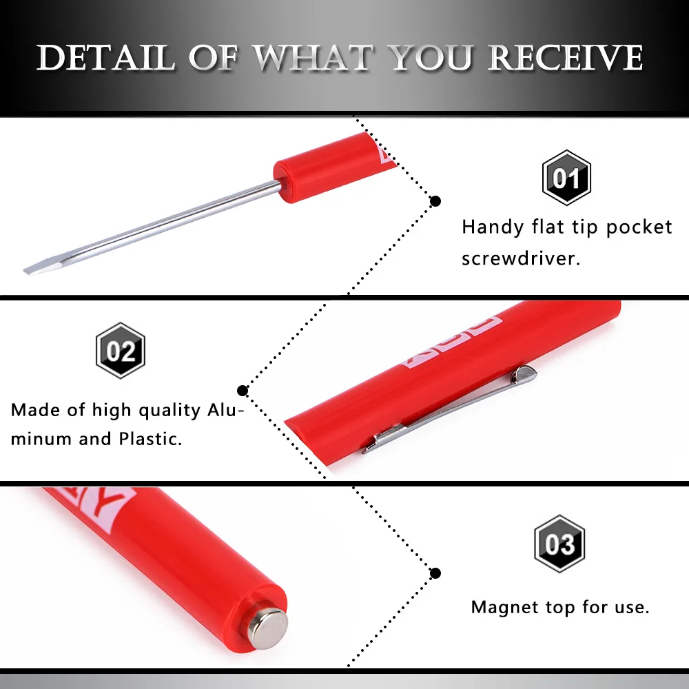 1PC Mini Tops And Pocket Clips Pocket Screwdriver Strong Magnetic Slotted Screwdriver GJ001-QY