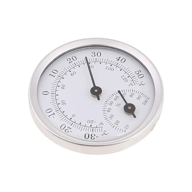 Mini Alloy Aluminum Wall Mounted Temperature Humidity Meter Thermometer & Hygrometer For Sauna Room Household