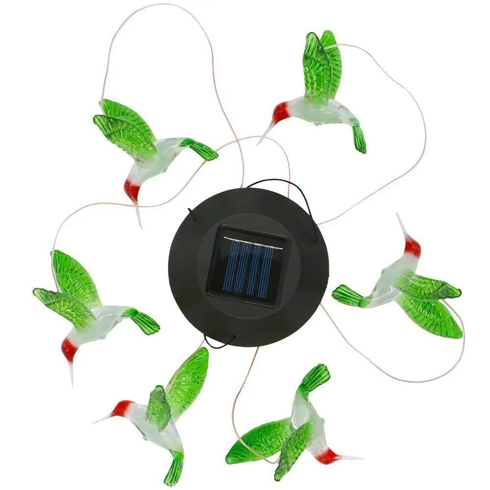 Color Changing LED Solar Power Lâmpada Hummingbird Wind Chimes Jardim Decoração Quintal Impermeável LED Light Lighting Hanging Decor