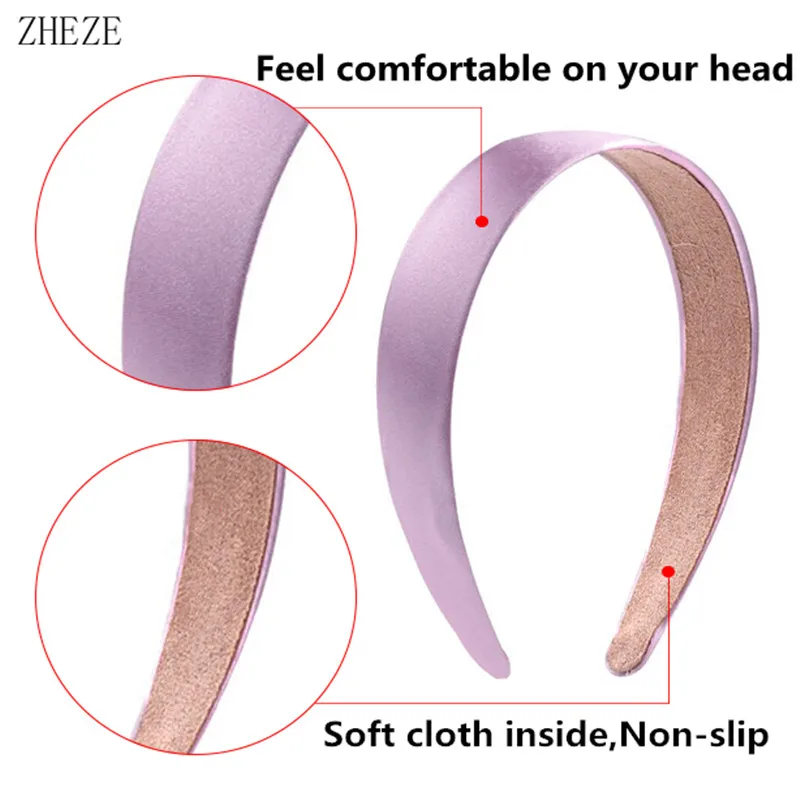 2Pcs/Lot New Solid Color Satin Hairband For Girl 3cm/2cm Width Women Headband Hot Ribbon DIY Hair Accessories