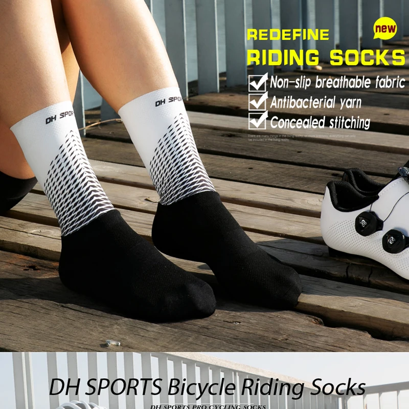 Functional Fabric Cycling Socks Compression Antislip Bike Bicycle Racing Running Breathable Sport Socks for Men and Women