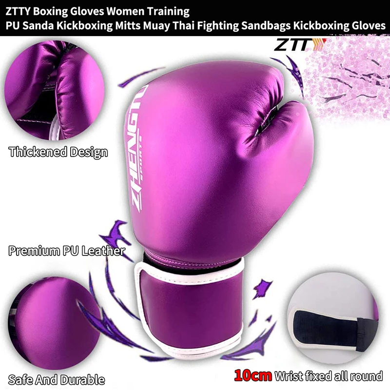 ZTTY Boxing Gloves Women Training PU Sanda Kickboxing Mitts Muay Thai Fighting Sandbags Guantes De Boxeo Kickboxing Gloves Men