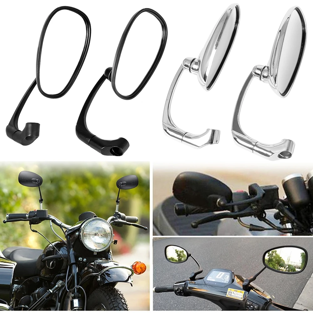 Motorcycle Rearview Side Mirrors with 8/10mm Screws Universal Round Retro Modified Motorbike Cafe Racer Mirror For Suzuki Honda