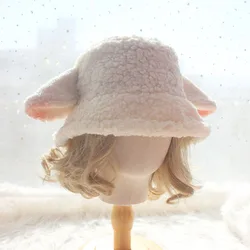 Hand for winter white sheep ear fisherman lambs wool lolita hat lovely lamb basin hat