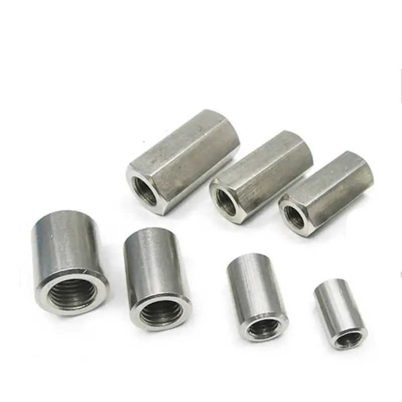 M3 M4 M5 M6 M8 M10 M12 304 Stainless Steel Extend Long Round Coupling Nut Round Rod Coupling Nut Extension Nut