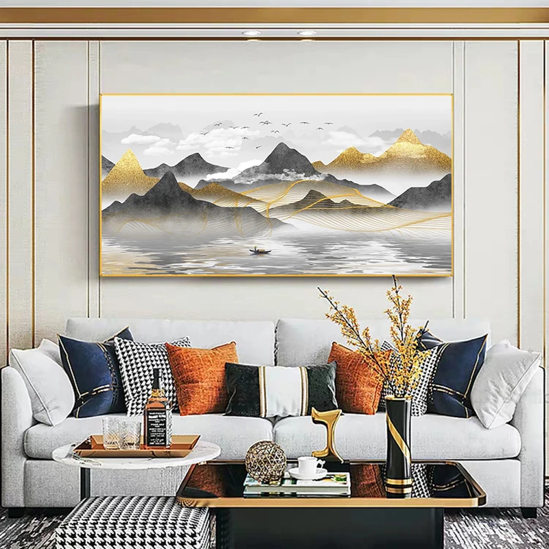 Abstract Art Chinese Style Landscape Painting Wall Art Pictures Canvas Painting Quadro Living Room Home Decorative Paintings