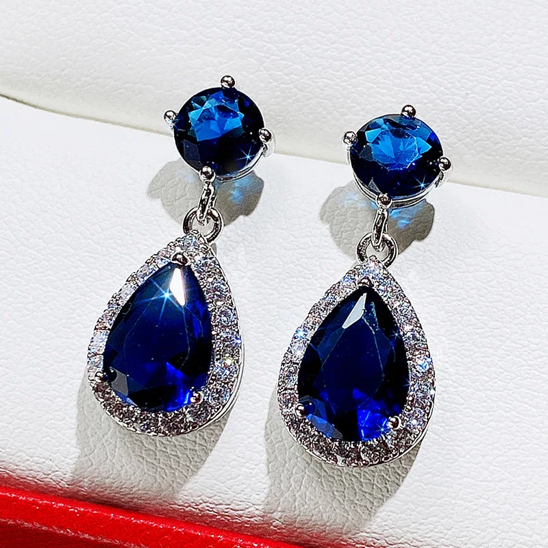 Huitan Classic Teardrop Cubic Zirconia Dangle Earrings for Women Temperament Elegant Lady's Accessories Party Eternity Jewelry