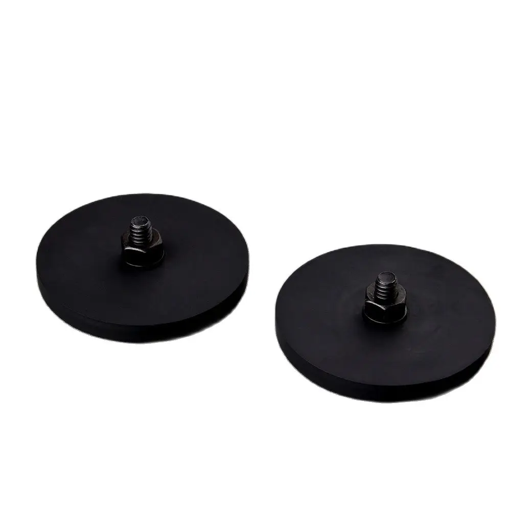 2PC Neodymium Anti-scratch Black Disc Magnets 1/4 inch thread hole Rubber Costed D60mm Camera LED Light Removable Base