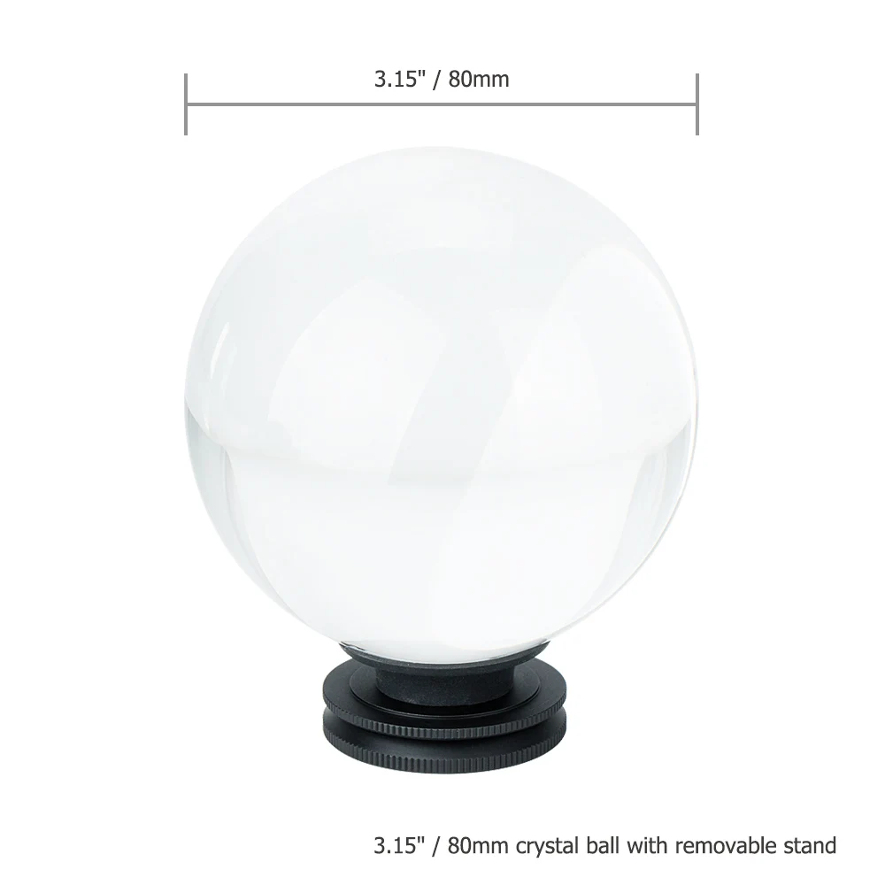 New 3.15" / 80mm Photography Clear Glass Lens Crystal Ball With Removable 1/4"-20 Female Rhread Stand Crystal Decorative Ball
